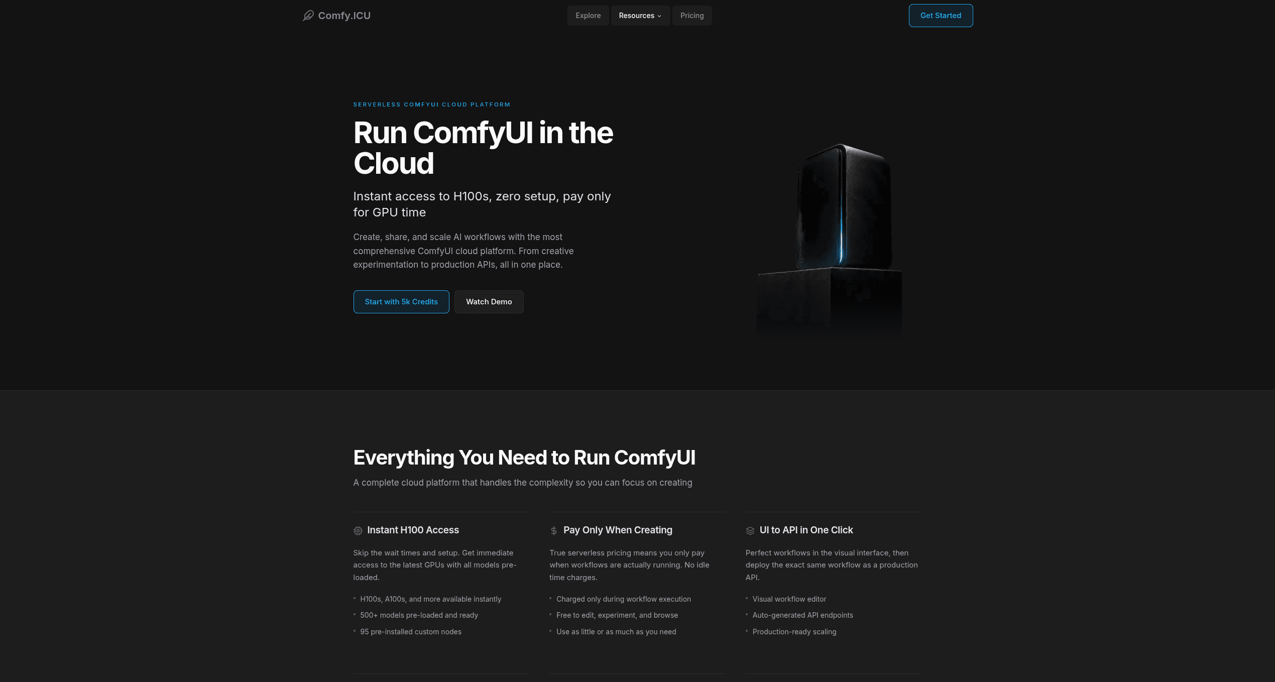 Homepage preview of Comfy.icu